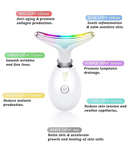 Image of Neck Face Massager, 7 Color Face Neck Massager for Skin Care Routine at Home, Facial Massager with Non-slip Design, White (white)