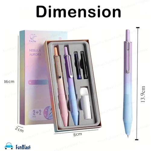 Image of FunBlast Fountain Pen for Students,Iridium Tip Nib Refillable Click 2 Pcs Fountain Pen with 6 Refills,Kawaii Stationary Gift for Office,School Stationery Items for Kids(Panda),Ink Color-Blue