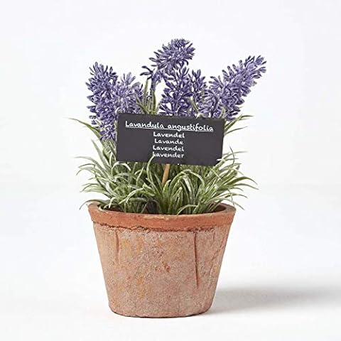 HOMESCAPES Artificial Lavender in Terracotta Pot Cover