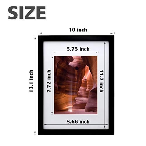 EGOFINE 12x9 Photo Frames Black Set of 2, Wood Picture Frames with Acrylic Glass for Photos 8x6 with Mat or 12x9 without Mat - Image 3