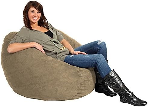 FufSack Tan Microfiber 3-foot Comfortable Bean Bag Chair