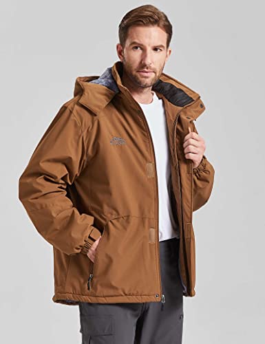 Image of ELLSWOS Men's Waterproof Ski Jacket Winter Snow Coat Warm Hooded Raincoat Windproof Windbreakers