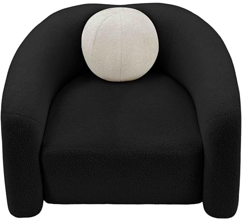 Sillón Curvo De Tela Peluche Negro miniatura 6