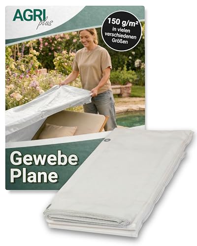 AGRI plus Gewebeplane 150 g/m² I 10 x 15 m I Verschiedene Größen I wasserdichte Abdeckplane mit Ösen I Beidseitig beschichtet & reißfest I Allzweckplane für Garten, BAU & Outdoor