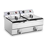 Uso y limpieza sencillos Royal Catering Freidora Eléctrica Doble Para Hostelería RCEF-16DTH (Potencia: 2 x 6.000 Watt, Capacidad: 2 x 16 Litros, Con Grifo De Vaciado)