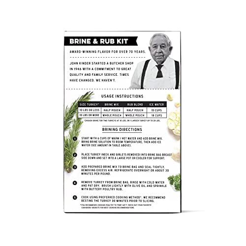 Kinder's Butcher's Brine And Rub Kit, Includes Buttery Poultry Rub, Butcher's Master Brine Mix And Heavy Duty Brine Bag For Up To A 20Lb Turkey, 11.25Oz Kit #TOP3