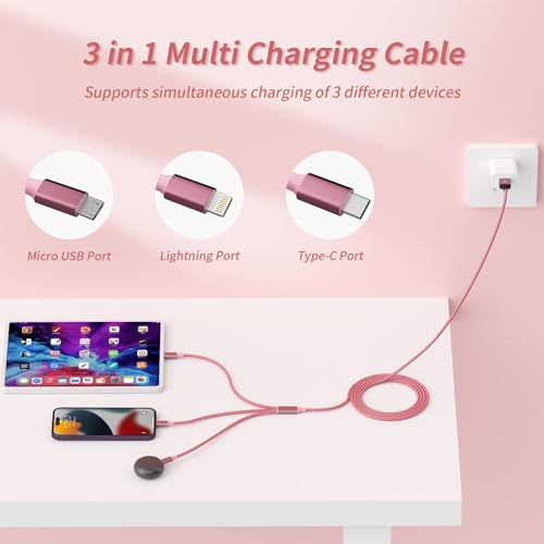 Image of Multi Charging Cable, 3 in 1 Charging Cords for Multiple Devices-2Pack4FT