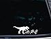 T-Rex chasing Stick Figure Family - 8" x 2 1/2" die cut vinyl decal for windows, cars, trucks, tool boxes, virtually any hard, smooth surface