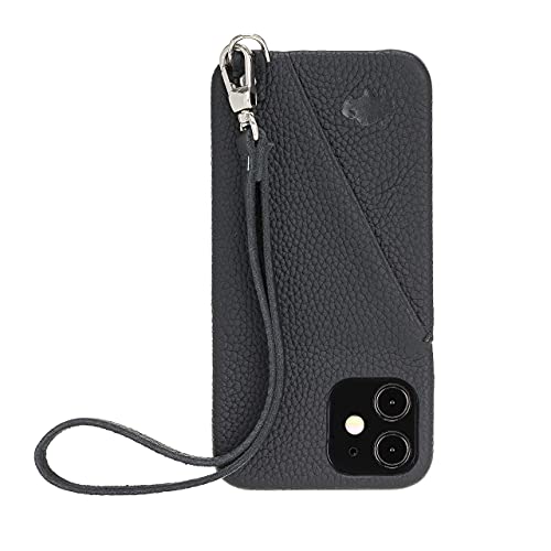 BlackBrook by Burkley Case iPhone 12 Pro Max Case with Strap - Palmer Full Grain Leather Wallet Lanyard Phone Holder - Luxurious iPhone Case with Strap - Snap on Card Case with Detachable Wristlet