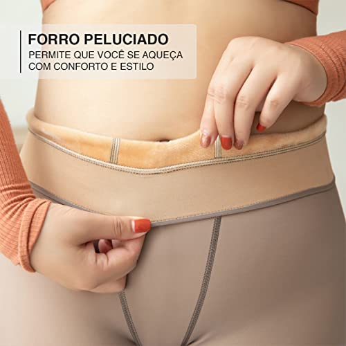 Meia-Calça Forrada de Lã Para o Inverno Translúcida Premium, Meia Calça Peluciada Elástica para o Fr
