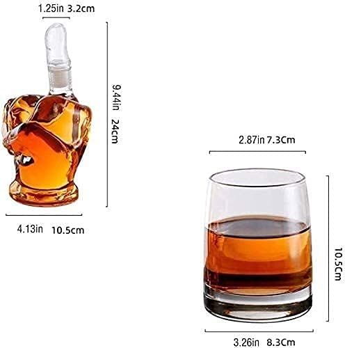 Karaf Set Wijn Accessoire Sets, Herbruikbare Middelvinger Vorm Whiskey Karaf Set 2 Drankglazen Thuis Keuken Karaffen… - Afbeelding 4