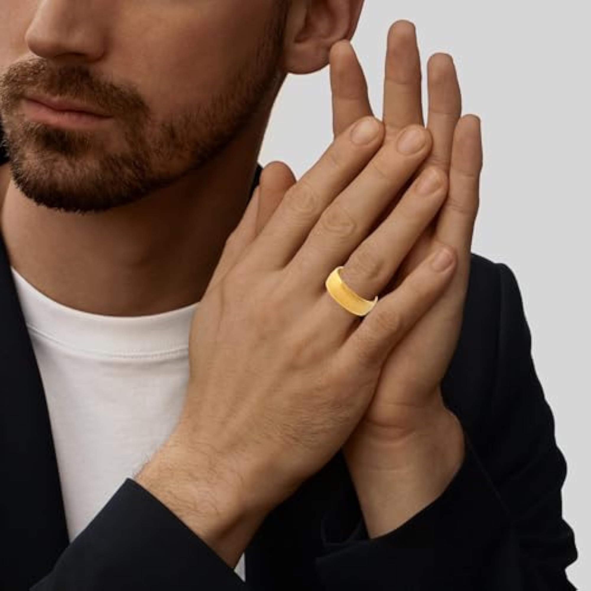 Brass Micron Gold Plated 'Padre Nuestro' Prayer Ring, Unisex