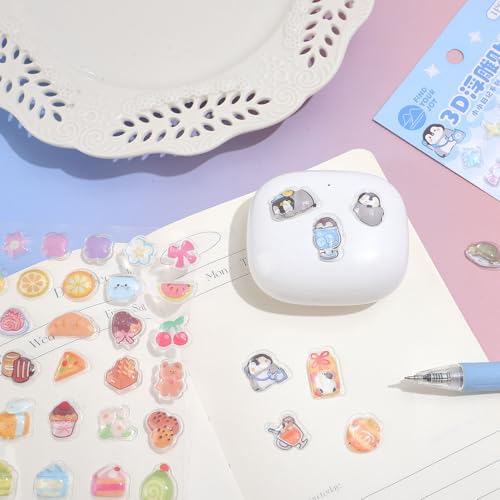 Image of Girl's 3D Cute Japanese Puff Sticker, 100+ Kawaii Dessert and Animal Mini Puffy Stickers, for DIY Scrapbooks Planner Journals Laptops Phone Case Decoration Gifts Rewards, Sweet Bubbles