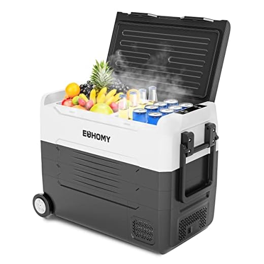 EUHOMY 12 Volt Refrigerators, -4℉~68℉, 58 Quart Portable Freezer Electric Cooler 12/24V DC & 120-240V AC, Removable Clapboards, Car Fridge For Car, RV, Camping, Travel, Fishing, Outdoor or Home.