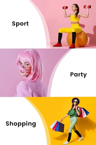 Image of Clothirily Leg Warmers - Fashion Knit Neon Leg Warmers for Women 80s Sports Party Yoga Accessories, Black