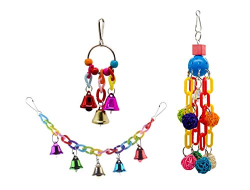 Hpybest Lot de 3 Boules en rotin pour Perroquet et Animal Domestique à mâcher