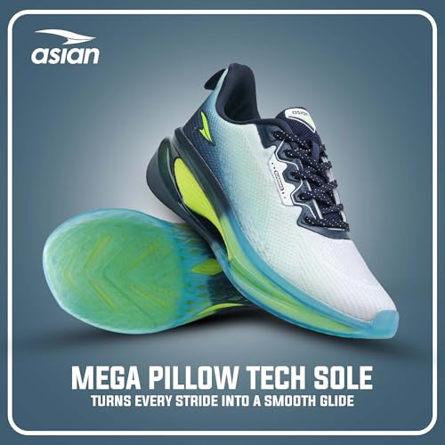 Image of ASIAN Navigator-01 Running Shoes for Men | Mega Pillow Sole Technology, Fish Yarn Breathable Upper, Arch Support Cushion, Lightweight & Comfortable Sports Sneakers for Boys