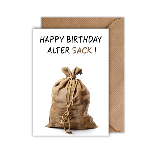 WBdesignz Geburtstag Karte mit Umschlag - Lustige Geburtstagskarte Happy Birthday Alter Sack Glückwunschkarte Geschenkkarte zum Geburtstag (DIN A6)
