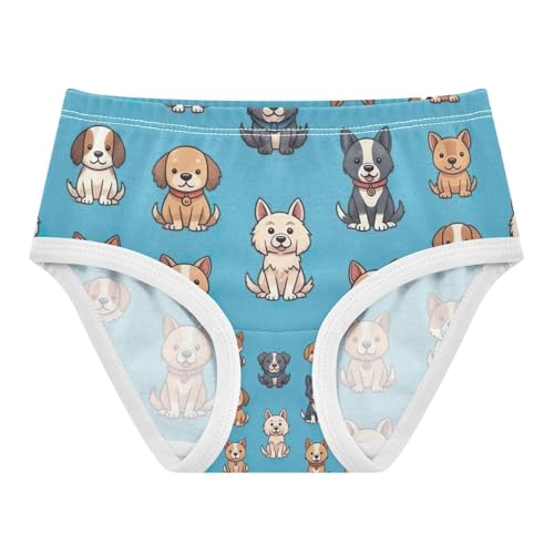 Toddler Girl Briefs, Cute Dogs Blue Girls' Cotton Brief Underwear, 2T–8 Years