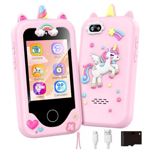 Kids Phone Toy Gift for Girls 3 4 5 6 7 8 Years Old, Toddler Smart Phone Learning Toys - Pretend Play Phones with Educational Games, MP3 Music Player, Birthday Gifts for Boys Age 3-8 (Pink)