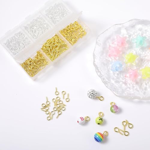 Miniatura 5 de Fokroin 800 Piezas Mini Ojo -Tornillo Perno, Pines De Ojo De Tor-Nillo, 3 Tamaños Tor-Nillos De Ojal, Ojos -Tornillo Ganchos, Ojo Para Resina, Joya, Cuenta Y Diy Colgar Artículos Pequeños 4 4.5 5mm
