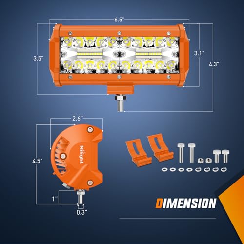 image for Nilight LED Light Bar 2PC 6.5Inch 120W Flood Spot Combo Triple Row Dri