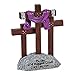 Old Rugged Cross 3 Cross Statue w/ Purple Draped Scarf Easter Christian Religion Table Top Decoration