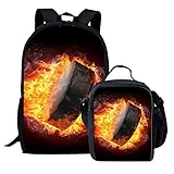 eishockey setzinger Schulranzen für Kinder, 2-teiliges Set: Schulrucksäcke + Thermo-Lunchtasche.