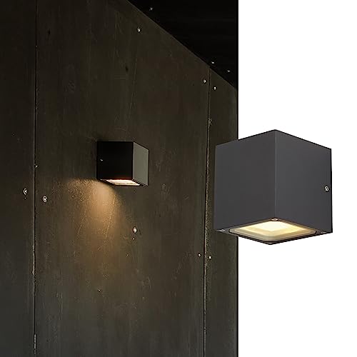 SLV Applique murale SITRA CUBE/éclairage pour les murs, les chemins, les entrées, spot LED extérieur, lampe à monter à l'extérieur, lampe de jardin / GX53 IP44 9W anthracite