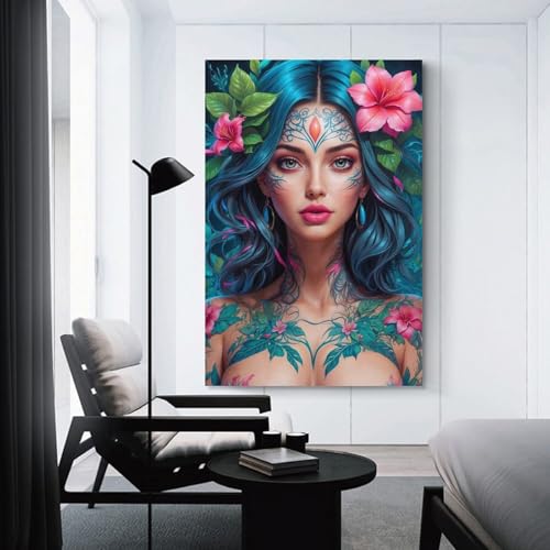 Tableau Imprimé Floral Anime Décoration Murale Salon Toile 50x75 cm