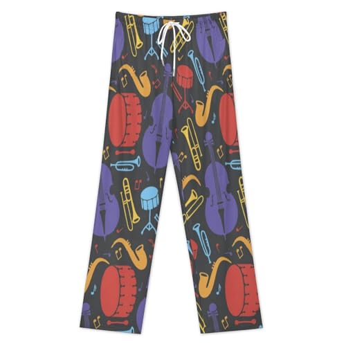 Trumpet Musical Instrument Pattern Comfy Pajama Pants Adjustable Sleepwear Beach Pants for Men3