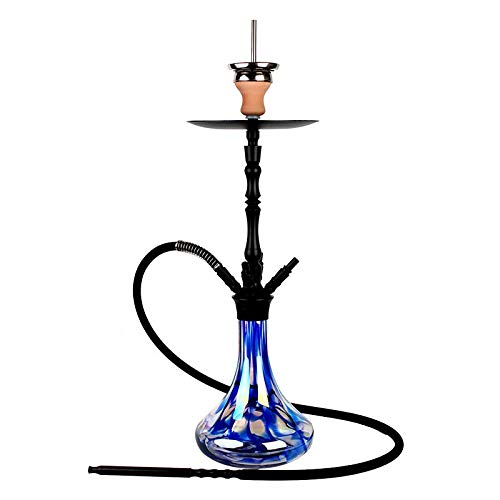 Aladin Shisha AluX 4-62 cm, Blue, Wasserpfeife mit Klick, Closed Chamber, Kaminkopf-Set, Silikonschlauch-Set