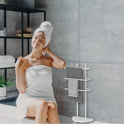 Relaxdays Towel Rack, 3 Rails, H x W x D: 83 x 39 x 18 cm, Standing Towel Holder, Metal, White - Cosy Home Interiors Relaxdays Towel Rack, 3 Rails, H x W x D: 83 x 39 x 18 cm, Standing Towel Holder, Metal, White - Image 3
