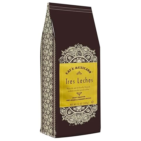 Cafe Mexicano CafÃƒ© Mexicano Coffee, Tres Leches Flavored, 100% Arabica Craft Roasted Ground Coffee - 12 Ounce Cover