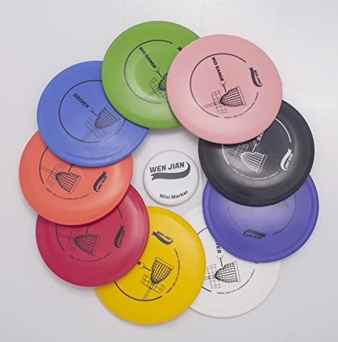 Wen Jian Disc Golf Set, Disc Golf Starter Set With 9 Discs,1 Mini Disc (9 Pcs) #TOP5