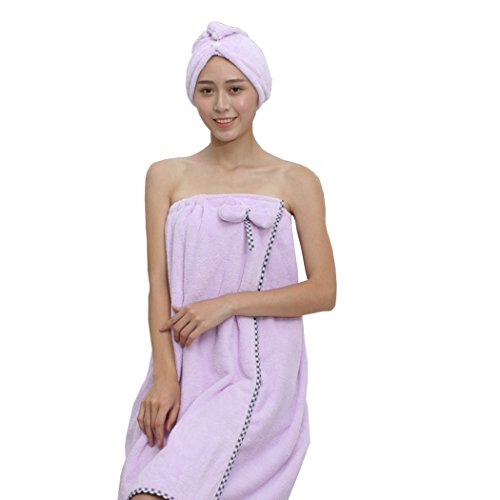 Bath Wraps for Women Microfiber Adjustable Shower Spa Wrap and Dry Hair Towels Set