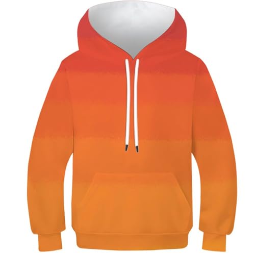 Pull garçon fille imprimé multicolore avec capuche - Sweat orange 10-12 ans