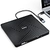 PeroBuno External CD DVD Drive, USB 3.0 Type-C Optical Drive, 0.5-inch Ultra-Slim Portable DVD CD ROM Disc Player Reader Writer Rewriter Burner Recorder for Laptop PC MacBook Windows Linux Mac OS