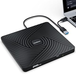 PeroBuno External CD DVD Drive, USB 3.0 Type-C Optical Drive, 0.5-inch Ultra-Slim Portable DVD CD ROM Disc Player Reader Writer Rewriter Burner Recorder for Laptop PC MacBook Windows Linux Mac OS