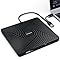 PeroBuno External CD DVD Drive, USB 3.0 Type-C Optical Drive, 0.5-inch Ultra-Slim Portable DVD CD ROM Disc Player Reader Writer Rewriter Burner Recorder for Laptop PC Macbook Windows Linux Mac OS