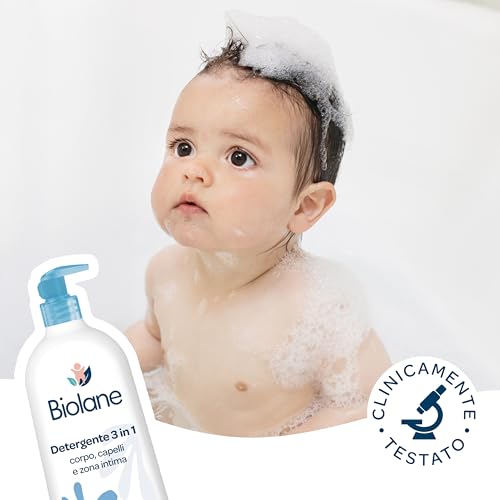 BIOLANE - Żel pod prysznic dla niemowląt do ciała i włosów 2 w 1-350ml - 97% pochodzenia naturalnego - Miękki - Skóra wrażliwa - Wyprodukowano we Francji