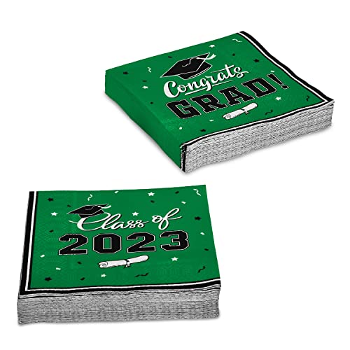 Gatherfun Graduation Party Disposable Napkins Paper Napkins For College High School Graduation 3-Ply 50 Pack Green #TOP3