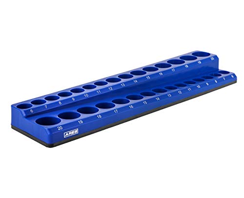 ARES 60008 - Blue 30-Piece 3/8-Inch Metric Magnetic Socket Holder - Securely Holds