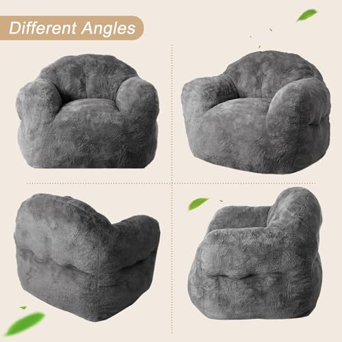 Image of GarveeHome Bean Bag Chair, 39 inch Bean Bag Couch Kids Bean Bag Chair with Filler Included, Beanbag Chair Soft Adult Bean Bag Sofa Chair Floor Sofa for Gaming Reading, Dark Grey