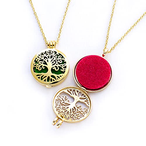 Colar Difusor Árvore da Vida para Aromaterapia Dourado