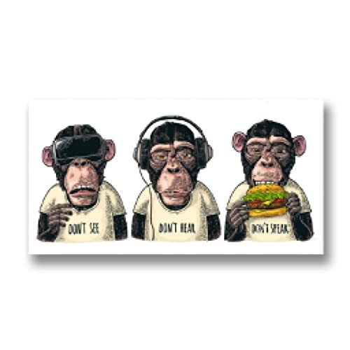 Trois Singes Gorille Argent tableau pour grand mur décoration moderne chambre et bureau