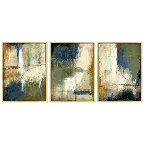 Peinture abstraite colorée pour décoration murale salon et chambre triptyque 50x70cm