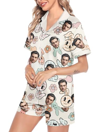 Personalized Easter Matching Pajamas For Couples Custom Face Funny Pajama Set4