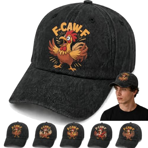 F-Caw F Chicken Funny Humor Hat for Men Fashion Washed Distressed Baseball Cap