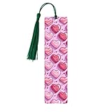 Pink Candy Heart Double-Sided Printed Wooden Bookmark, A Gift Suitable for Both Men and Women, Including Magazines, Notebooks, Diaries, Manuals, Planners, Etc